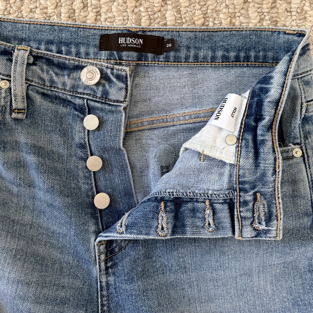 Hudson Jeans Women's Straight Leg Distressed Blue Denim - Picture 3 of 4